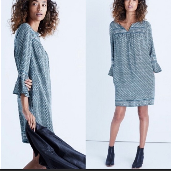 Madewell Starland Boho 💯% Silk Dress Size M EUC - Picture 3 of 14